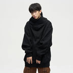Damen Lässige Oversized Kapuzenpullover mit hochgezogenem Kragen R&B