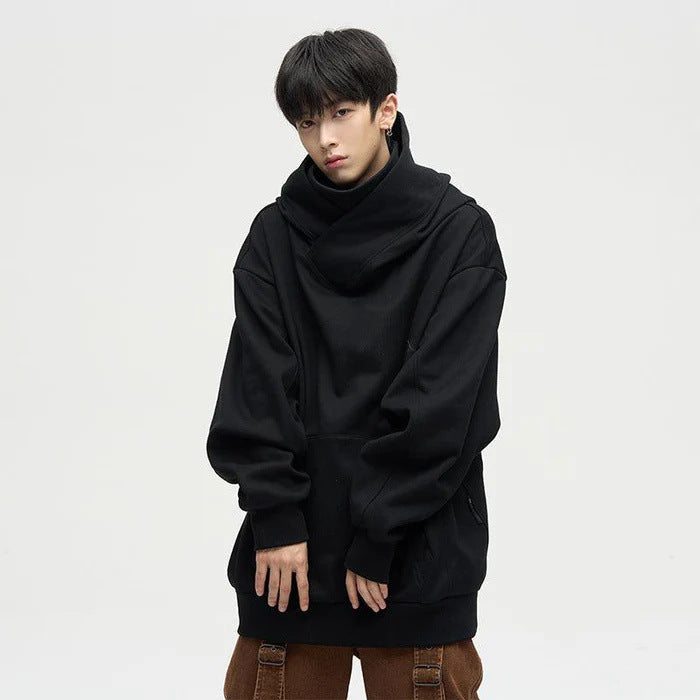 Damen Lässige Oversized Kapuzenpullover mit hochgezogenem Kragen R&B