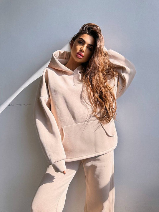 Damen Cooles Oversized Hoodie und weite Freizeithose R&B