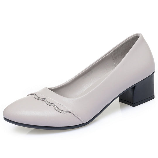 Damen Elegante Pumps mit zierlicher Wellenkante und komfortablem Blockabsatz R&B