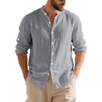 Herren lässiges Langarmhemd mit modernen Knopfdetails und strukturierter Oberfläche R&B