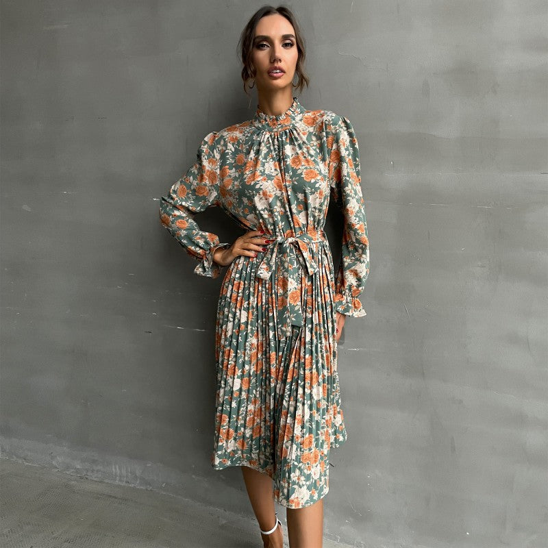 Damen Midikleid mit floralem Design und taillierbarem Gürtel R&B