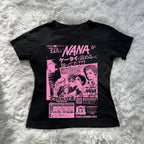 Damen Crop-Top mit kreativem grafischen Druck R&B