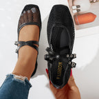 Damen modische Ballerinas mit atmungsaktivem Netzdesign und verstellbaren Riemen R&B