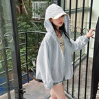 Damen nan leichte Kapuzenjacke mit Spitzenbesatz und weitem Schnitt R&B