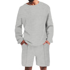 Herren lässiges Sweatshirt- und Shorts-Set mit strukturiertem Design R&B