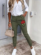 Damen bequeme Chinohose mit elastischem Bund R&B