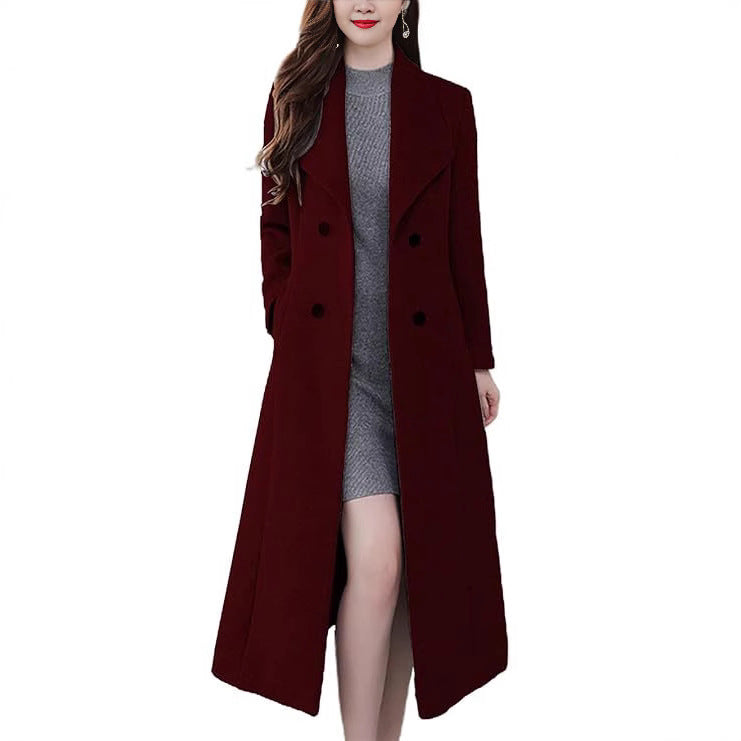 Damen Lange Wollmantel R&B