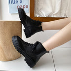 Damen modische Schnürstiefeletten mit robustem Profil