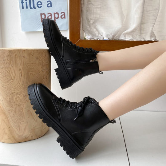 Damen modische Schnürstiefeletten mit robustem Profil R&B