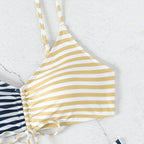 Damen Triangel-Bikini mit raffiniertem Knoten und modischem Streifenmuster R&B
