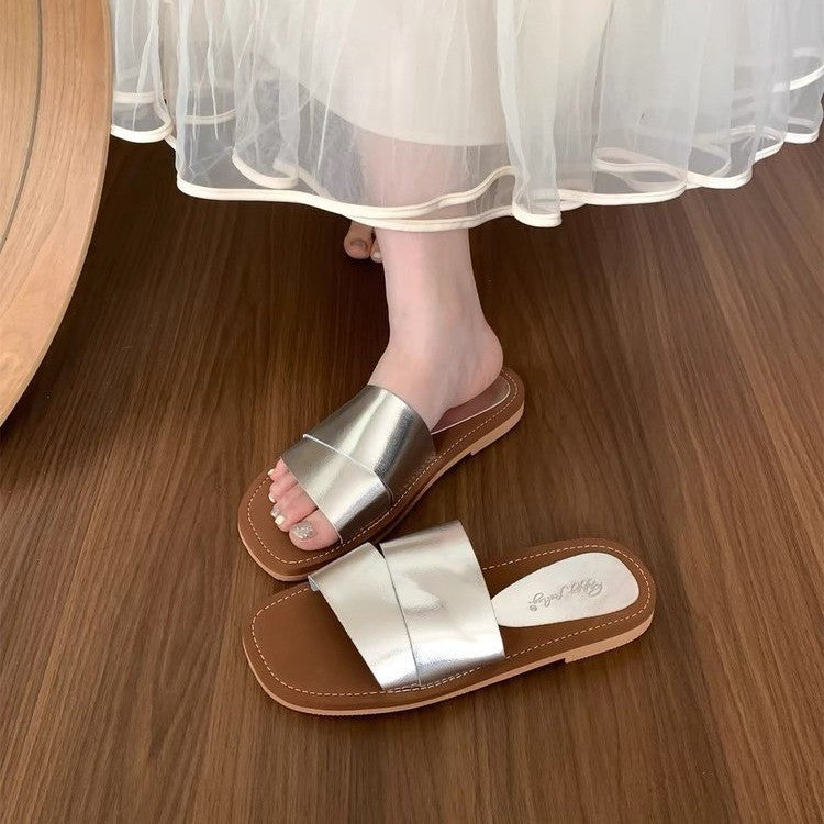 Damen komfortable Sandalen mit breitem Riemen und weichem Fußbett EB