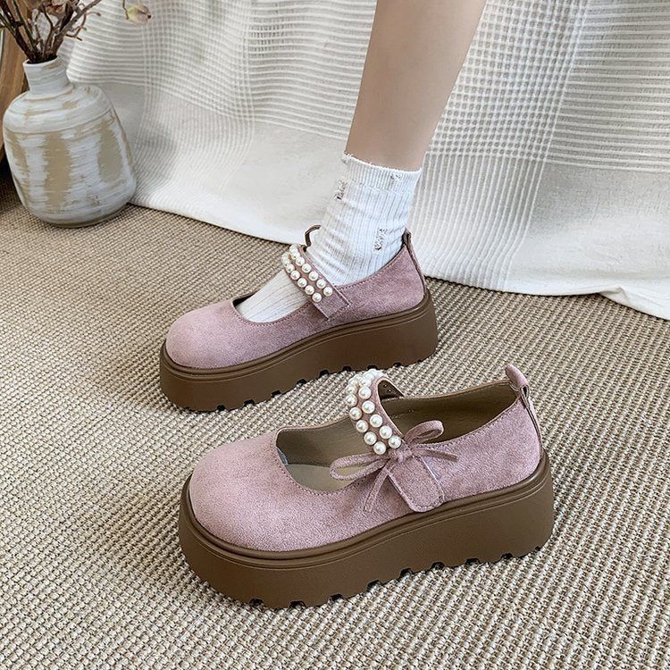 Damen Bequeme und elegante Ballerinas mit Perlenriemen R&B