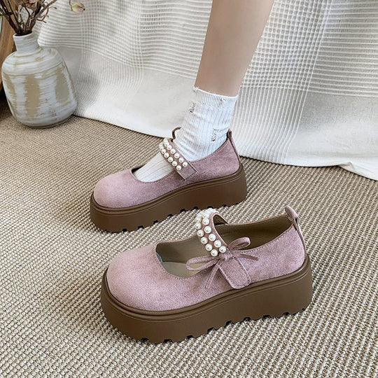 Damen Bequeme und elegante Ballerinas mit Perlenriemen R&B