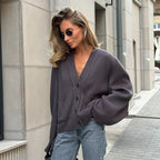Damen Modischer Strickjacke mit weitem Schnitt R&B