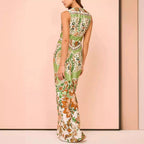 Damen Maxikleid mit floralem Muster und elegantem Knotendetail R&B