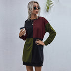 Damen Freizeitkleid mit modischem Farbblockdesign und komfortablem Schnitt
