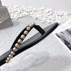Damen Glitzernde Zehentrenner-Sandalen mit elegantem Perlenakzent R&B