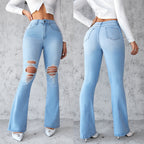 Damen Flared Jeans mit modischen Ripped-Details R&B