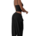Damen Sportliches Zweiteiliges Set mit schmalem Oberteil und bequemen Hosen R&B