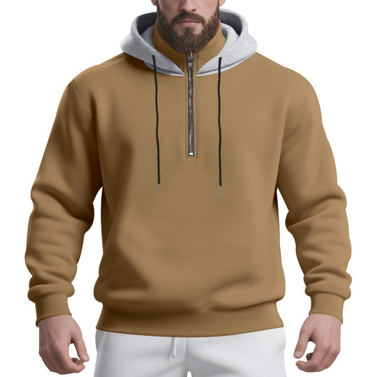 Herren sportlicher Kapuzenpullover mit halbem Reißverschluss und atmungsaktivem Stoff R&B