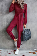 Damen lässiger Jumpsuit mit elastischem Taillenzug und trendy Langarm R&B