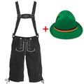 Herren nan traditionelle Trachtenlederhose mit verstellbaren Trägern und Trachtenhut R&B
