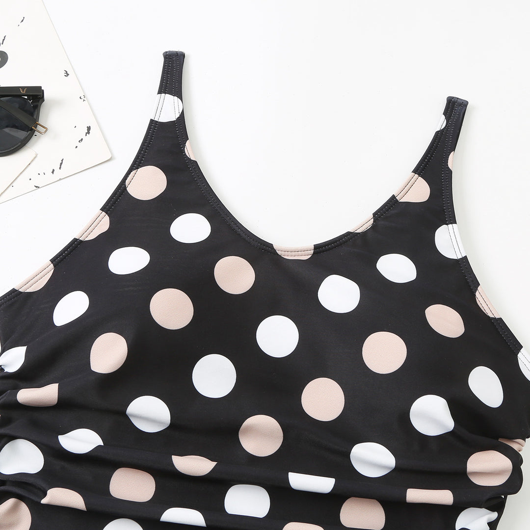 Damen Einteiliger Badeanzug mit stilvollem Punkte-Design und figurformender Raffung R&B