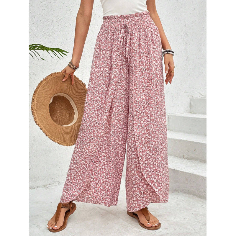 Damen weite Palazzo-Hose mit elastischem Bund und angesagtem Muster R&B