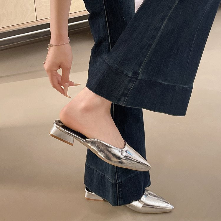 Damen Elegante Slingback-Pumps mit schimmerndem Obermaterial
