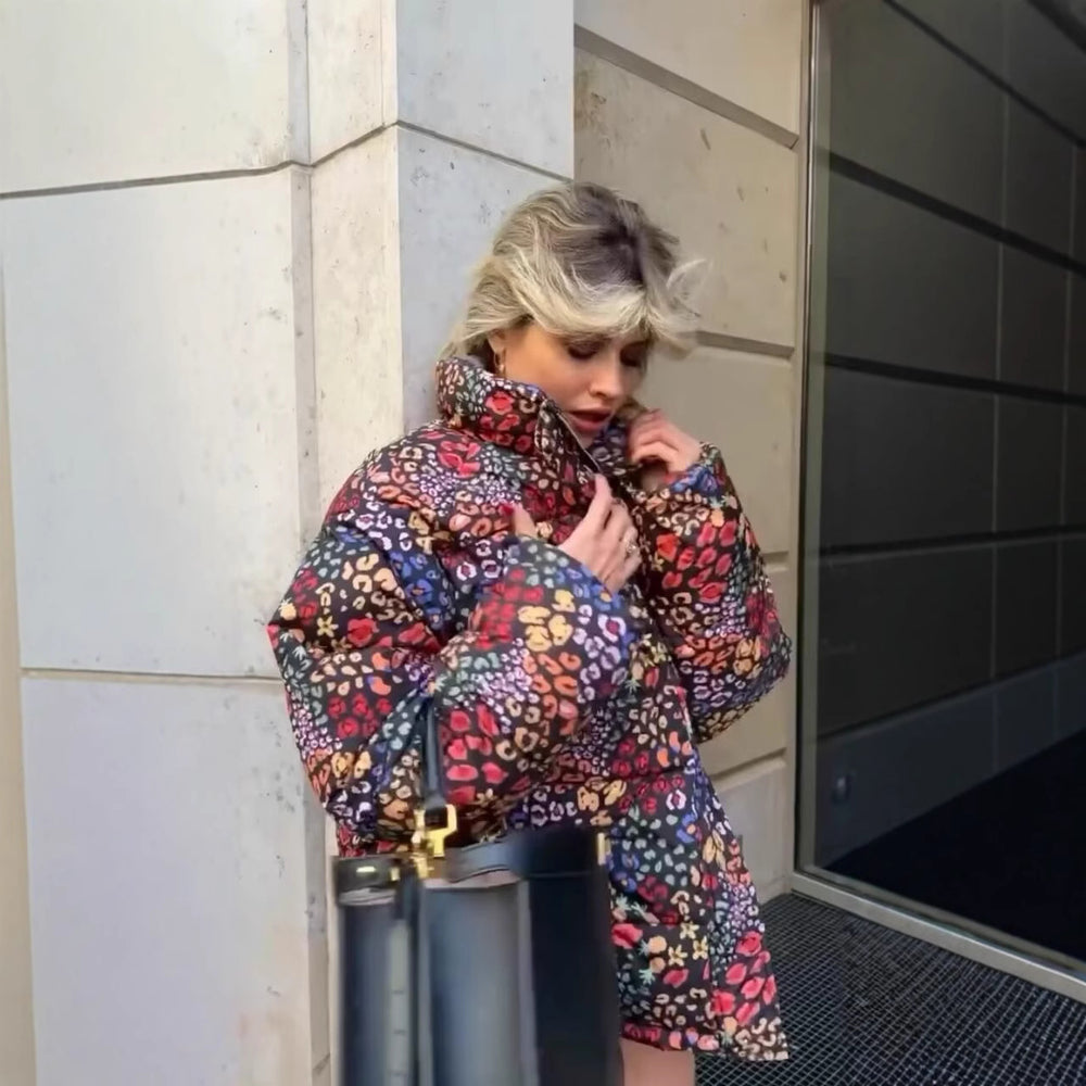 Damen gesteppte Jacke im modischen Leopardenprint R&B