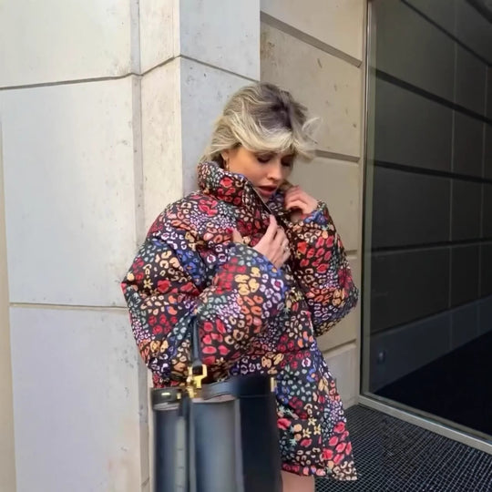 Damen gesteppte Jacke im modischen Leopardenprint R&B