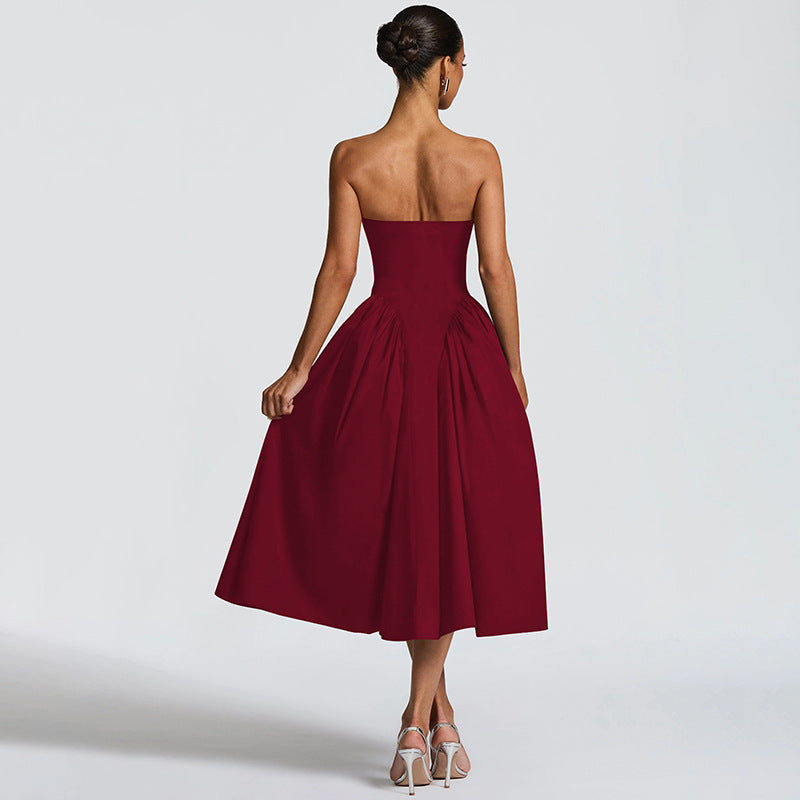 Damen Maxikleid mit schulterfreiem Design und fließendem Schnitt R&B