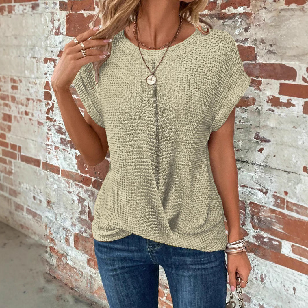 Damen lässiges Waffelstrickshirt R&B