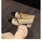 Damen Elegante Glitzer-Pumps mit doppeltem Riemchen und komfortablem Blockabsatz
