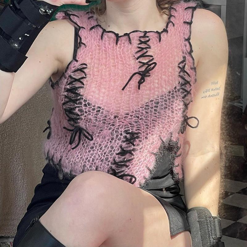 Damen luftiger Strickpulli mit dekorativen Nähten R&B