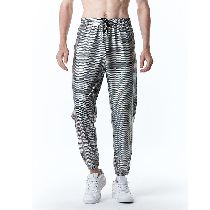 Herren futuristische Mesh-Hose im angesagten Metallic-Look R&B