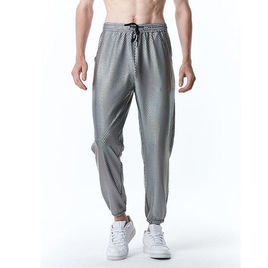 Herren futuristische Mesh-Hose im angesagten Metallic-Look R&B