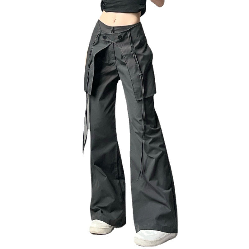 Damen stylische Utility-Hose mit weitem Schnitt und verstellbaren Binde-Details R&B