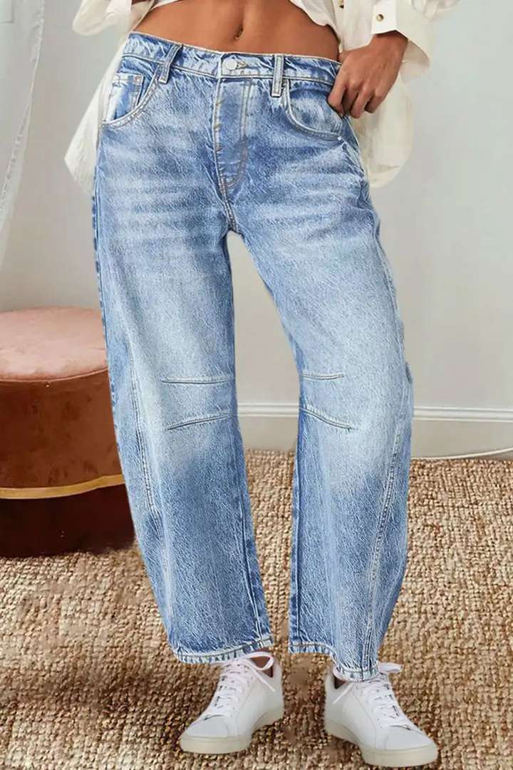 Damen Hoch Taillierte Baggy Jeans R&B