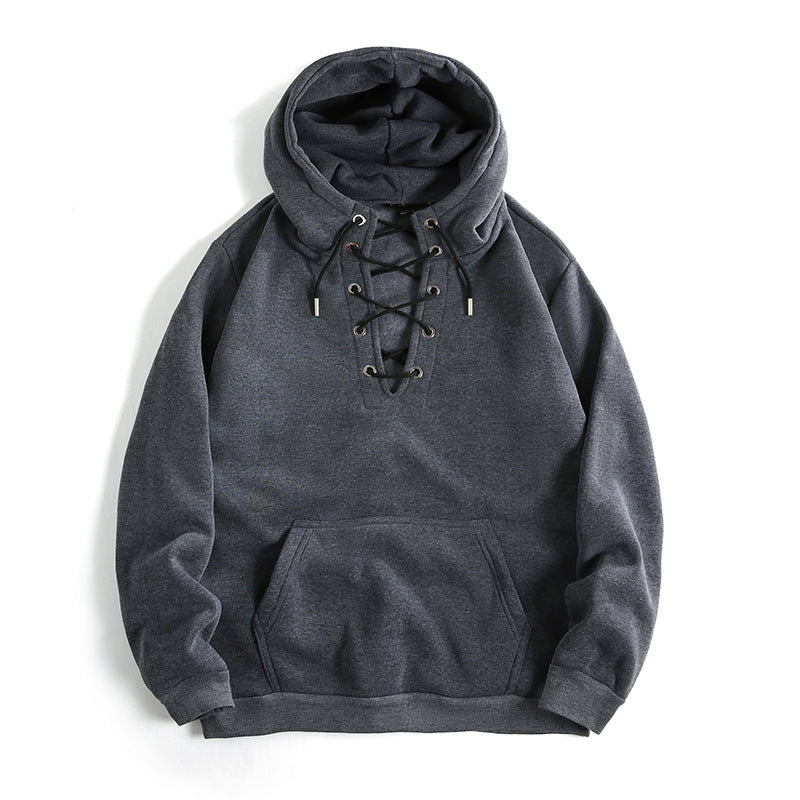 Damen Kapuzenpullover mit raffiniertem Schnürdesign und praktischer Kängurutasche R&B