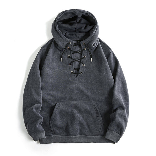 Damen Kapuzenpullover mit raffiniertem Schnürdesign und praktischer Kängurutasche R&B