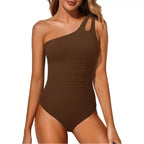 Damen Einteiler Badeanzug mit asymmetrischem Cut-Out-Design R&B