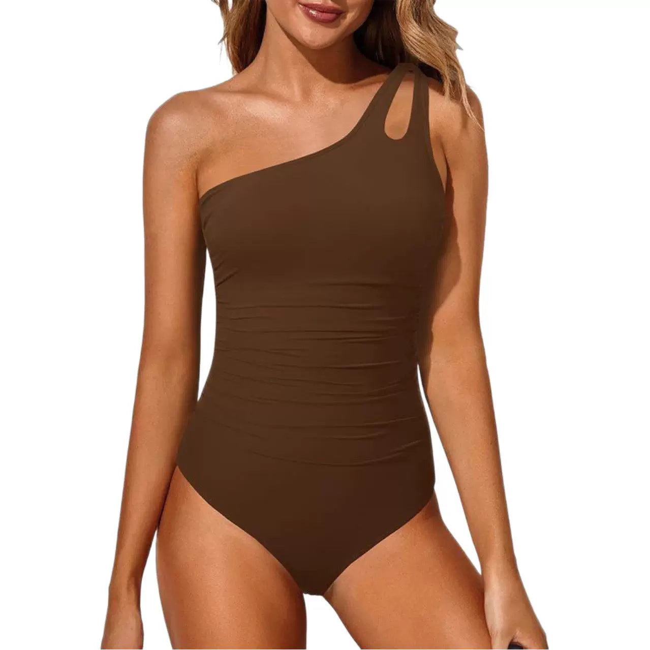 Damen Einteiler Badeanzug mit asymmetrischem Cut-Out-Design R&B
