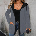 Damen lässige Kapuzenjacke mit seitlichen Taschen und modernem Schnitt R&B