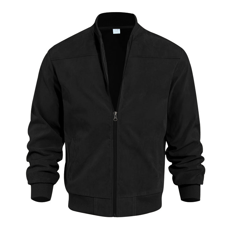 Herren elegante Bomberjacke mit hohem Kragen und strukturiertem Stoff R&B