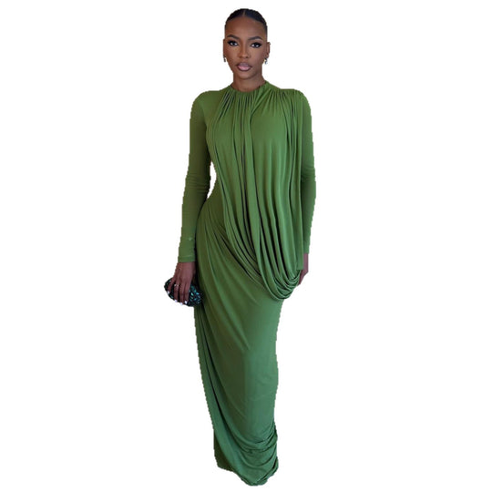 Damen Maxikleid mit innovativem Drapé und figurbetontem Schnitt R&B