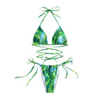 Damen Triangel-Bikini mit verspieltem Schnürdesign