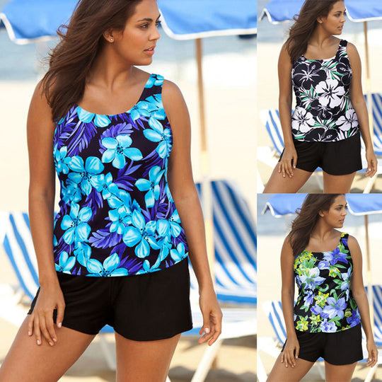 Damen Tankini-Set mit modischem Blumenmuster und bequemen Shorts R&B