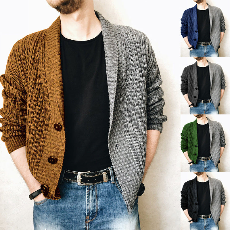 Herren Strickjacke mit modernem Strukturmuster und großen Knöpfen